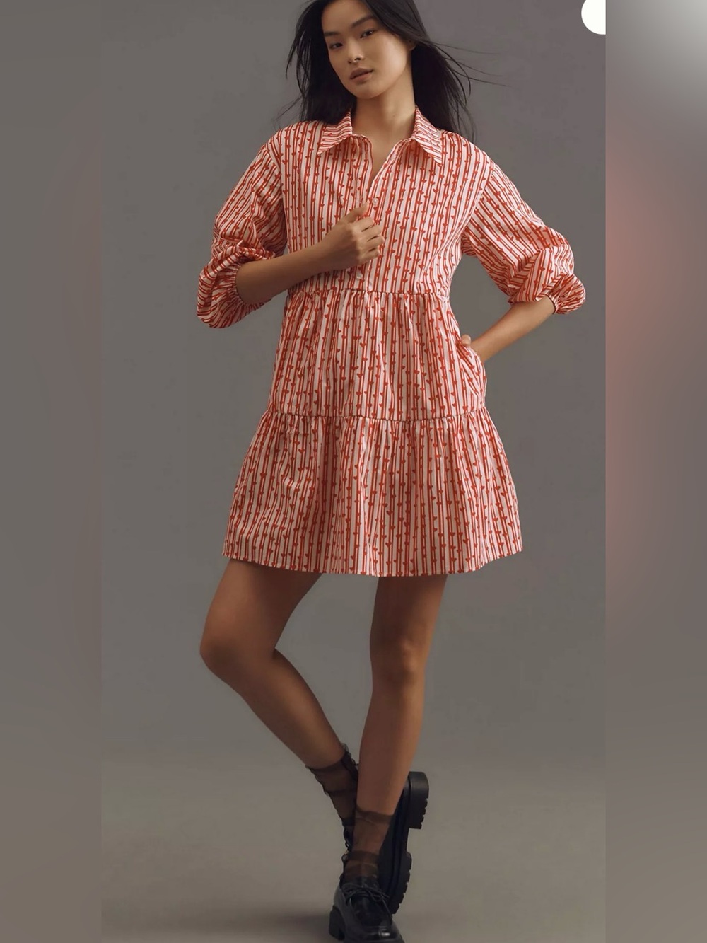 Maeve The Bettina Tiered Mini Shirt Dress